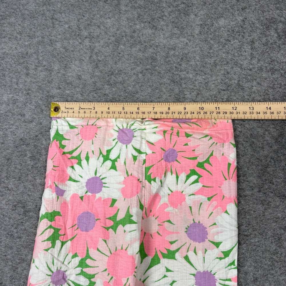 Unbranded Floral Daisy Pants Women Small Pink White Green‎ Retro Boho Cropped - Picture 4 of 11
